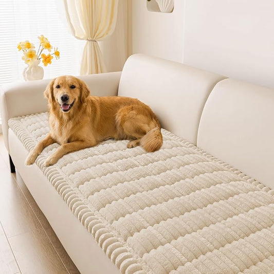 hyha Couch Cover for Dogs, Washable Non Slip Plush Flannel Sofa Protector | Thick Flannel, Silicone Anti-Slip Backing, Pet Hair & Scratch Protection, Fits Sofa & Loveseat (27.6" x 82.7") by hyha