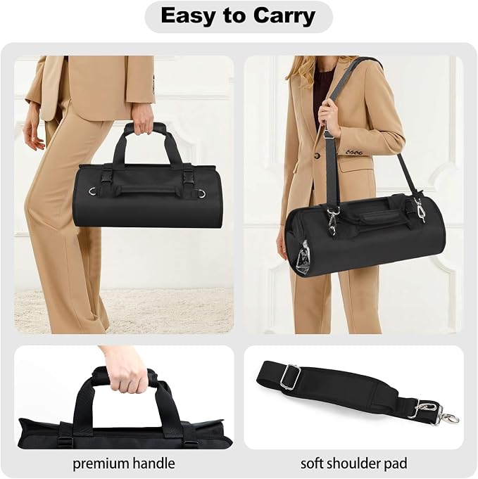 Hairstylist Travel Bag, Roll Up Cosmetology Traveling Case for Supplies | 8 Detachable Zipper Pouch, Heat Resistant Lining, Professional For Hairstylist Hairdresser Barber Esthetician - Image 5