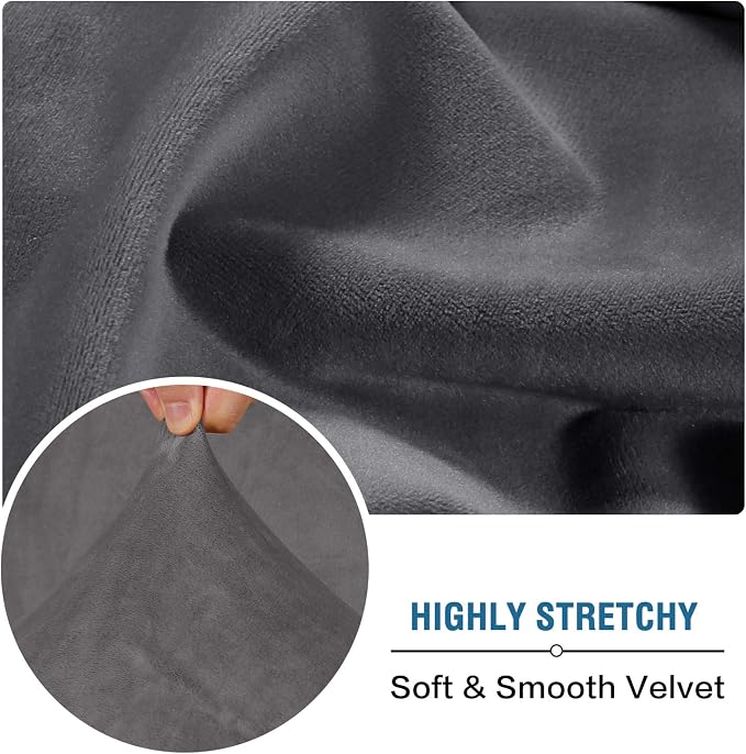 H.VERSAILTEX Velvet Stretch Couch Cushion Cover Plush Cushion Slipcover for Chair Cushion Furniture Protector Seat Cushion Sofa Cover (1 Piece Armchair Cushion Covers, Grey) - Image 5