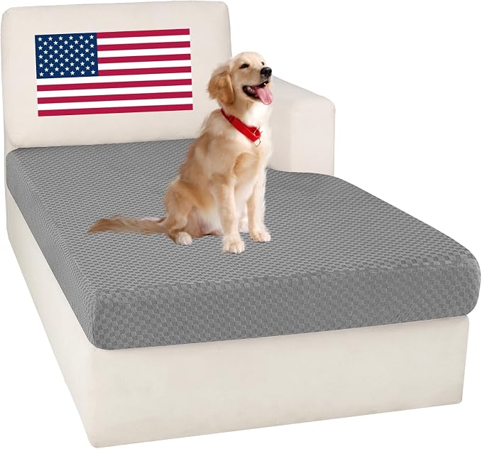 【Clearance】 Sectional Couch Covers for L Shaped Chaise Lounge 1 Piece Separate Cushion Couch Universal Replacement Large Checkered Furniture Protector with Elastic Bottom (Chaise Cover, Light Gray) - Image 8