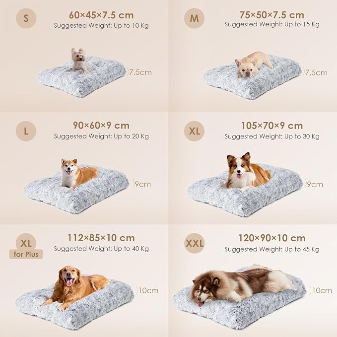 EHEYCIGA Fluffy Dog Crate Bed, Plush Extra Large Plus Dog Pillow, Grey | Xlarge Calming Anti Anxiety Plush Faux Fur Mat for Large size dogs, Washable Soft Warm Plus Dog Pad with Non-Slip Bottom - Image 2