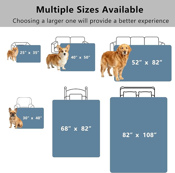 Waterproof Blanket - Reversible Dog Throw as Furniture Protector | Soft Velvet & Flannel, TPU Leak-Proof Liner, Machine Washable, Fits Couch and Bed, 52" x 82", Navyblue/Stoneblue - Image 7