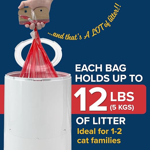 Red Rocket Kitty Twist'R Plus Cat Litter Disposal System, Litter Trash Can | White, Odor Control, Large Capacity, Holds Up to 12 Lbs, Includes 2 Size #1 Odor Blocking Bags, 2 Charcoal Sachets, Scoop - Image 5