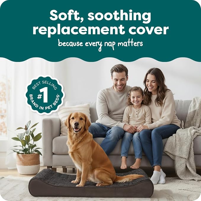 FurHaven Replacement Dog Bed Cover, Contour Luxe Lounger Design, Soft & Breathable Fabric for Cozy Comfort, Machine Washable, Jumbo XL, Ultra Plush Faux Fur & Suede, Chocolate - Image 2