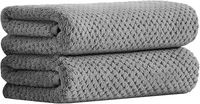 Ferdilan 2 Piece Microfiber Hand Towels Set - Soft Family Towels,Highly Absorbent Bathroom Towel,Quick Dry Shower Towel Luxury Towels for Hotel Spa Dorm-Dark Gray by FerdilanUS