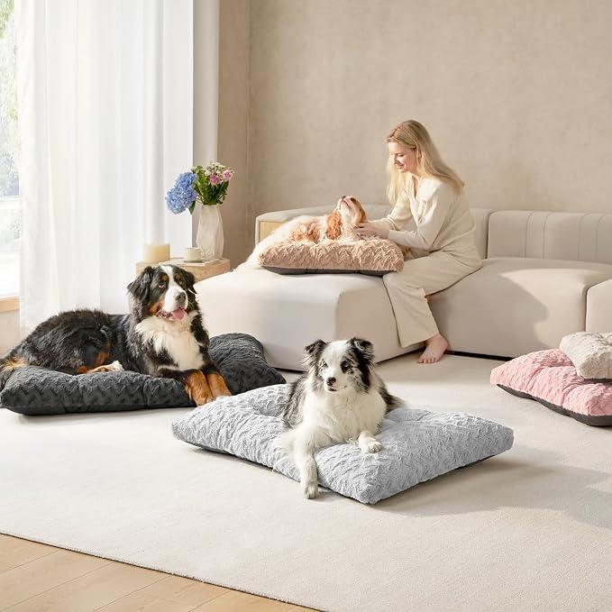 EHEYCIGA Washable Dog Bed for Crate 44x32 Inch, Anti-Slip XL Plus Kennel Pad for Extra Large Dogs Up to 85 lbs, Plush and Comfy Pet Sleeping Mat, Grey - Image 9