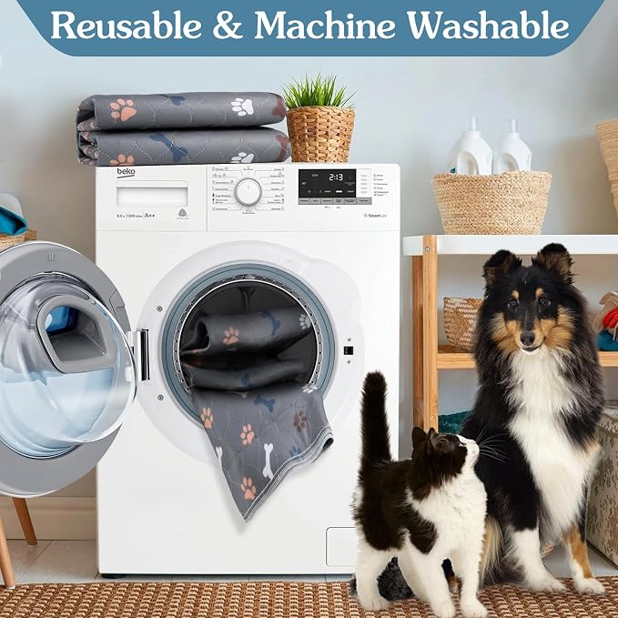 Washable Pee Pads for Dogs，2Pack 31x36 Reusable Puppy Pads with Bone Print, Absorbent Whelping Pads Non-Slip Dog Playpen Mats for Floor Protector, Couch Cover, Crate, Potty Training - Image 3