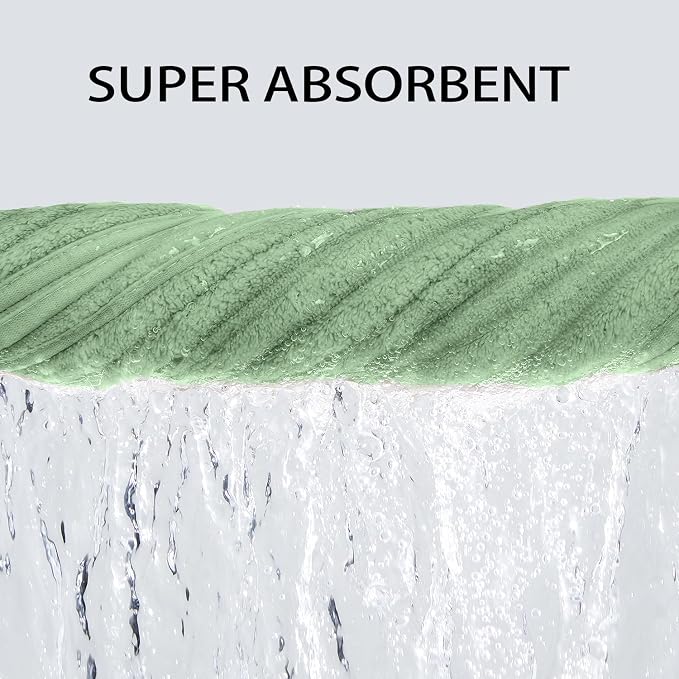 6 PC Bath Towel Set, 40"x80" Oversized Bath Sheets, Sage Green | Microfiber, Quick Dry, Highly Absorbent, Towels for Bathroom, 2 Extra Large Bath Towels, 2 Soft Hand Towels, 2 Washcloths - Image 7