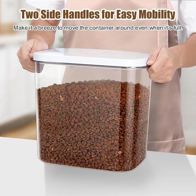 TBMax Dog Cat Food Storage Container 12-15 Lbs with Easy-Carrying Handles, Stackable Pet Food Dog Treat Container with Pop Up Lids, Airtight Food Storage Bin for Kitchen Organization - Image 6