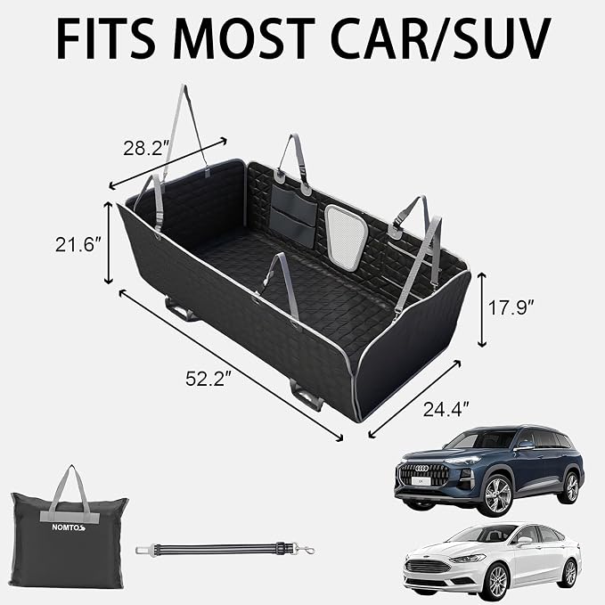 Upgraded Durable Hard Bottom Dog Car Seat Cover with EPE Sponge Cushion,Foldable Dog Rear Seat Protector,Waterproof Dog Hammock for Car, Seamless Dogs Back Seat Extender for Car SUV Truck(L) - Image 7