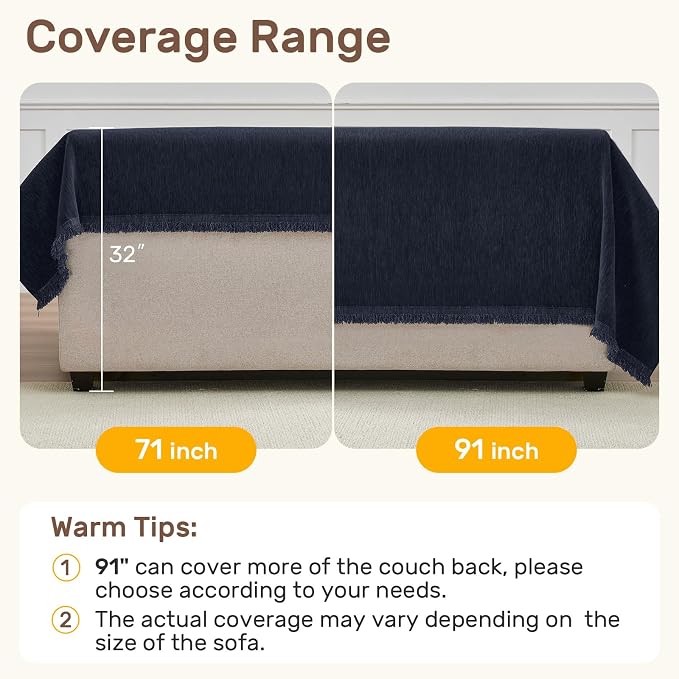 2 Pieces Sectional Couch Covers L Shaped Cover XXL Navy Blue | Thick Washable Fabric for L Shaped Sectional Sofa, Anti-Pet Hair, Stain & Wear Resistant, Easy Care & Installation - Image 5