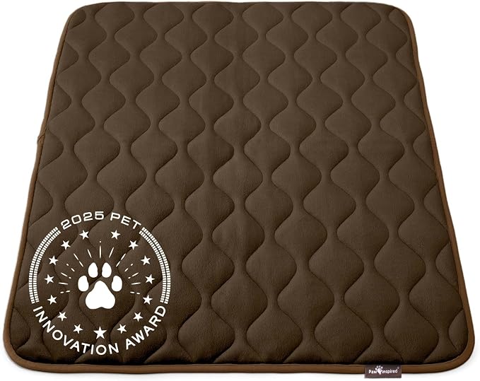 Paw Inspired Washable Padded Crate Mats for Dogs, Dark Brown, 41x28 Inch | Fits 42-inch Kennels, Leakproof, Waterproof Bottom, Plush Dog Pad, Pet Bed by HOME