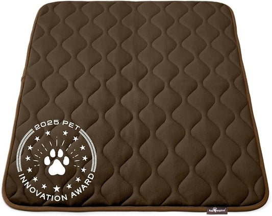 Paw Inspired Washable Padded Crate Mats for Dogs, Dark Brown, 41x28 Inch | Fits 42-inch Kennels, Leakproof, Waterproof Bottom, Plush Dog Pad, Pet Bed by HOME