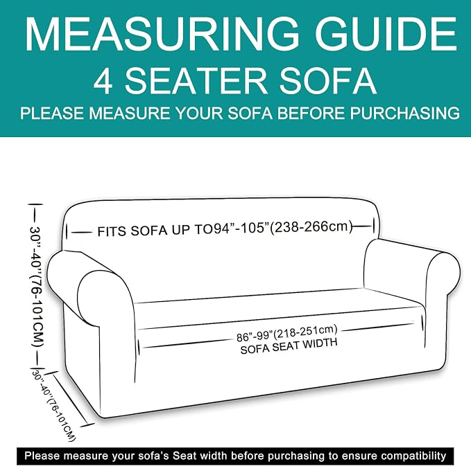 U-NICE HOME 4 Seater Stretch Couch Cover for 3 Cushion Sofa, Bronze Green | 1-Piece Sofa cover, Washable, Pet friendly, Furniture protector, Polyester Spandex Jacquard fabric - Image 6