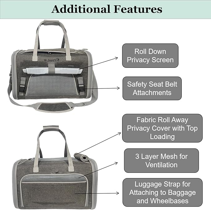 Mr. Peanut's Gold Series Big Apple XL Expandable Pet Carrier V3.0 (Platinum Gray)