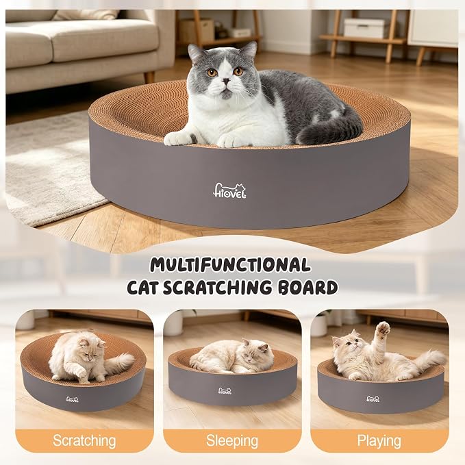 2 in 1 Round Cat Scratching Board, Cardboard Cat Scratcher for Indoor Cats, Corrugated Cat Scratch Pad for Grinding Claws and Rest (23.6") - Image 2