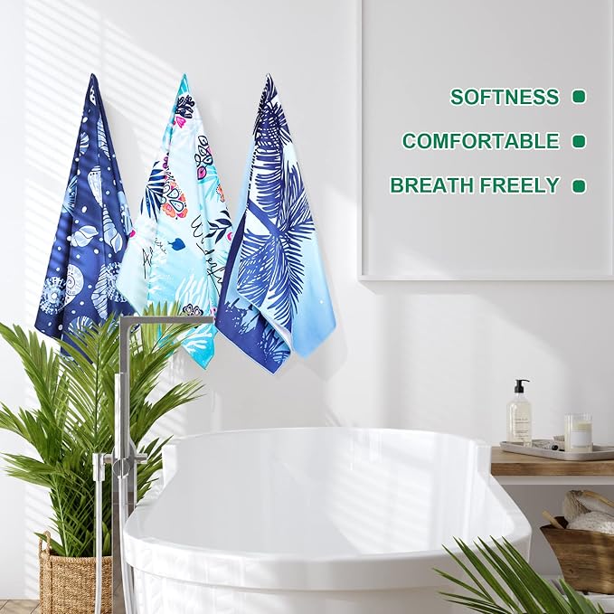 EBOOT 10 Pack Oversized Beach Towel Set Extra Large Pool Towels Microfiber Quick Dry Swim Blanket for Adult Women Men Face Hand Body Bath Travel Pool(Delicate Color,28 x 59 Inch,Seaside) - Image 5