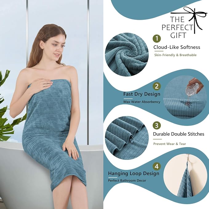 Extra Large Bath Sheet Set of 4,Ultra Soft Fluffy Towel,35”x 70”Oversized Bath Towel Set,Premium Microfiber Bathroom Towel Set Highly Absorbent Quick Dry Shower Towel for Bathroom,Hotel,Spa(Turquoise) - Image 3
