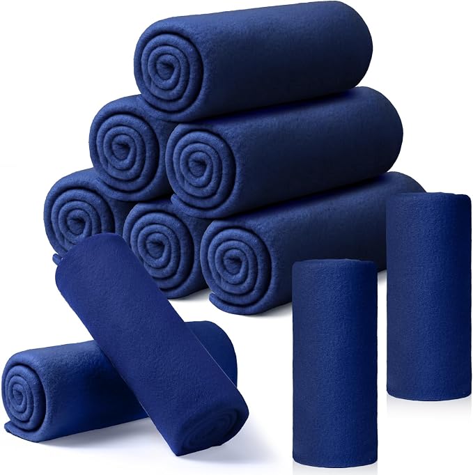 Buryeah 10 Pcs Fleece Blanket Bulk Soft Warm Fleece Blankets Cozy Lightweight Throw Blankets Plush Pet Throw Blanket for Home Bed Sofa Office Wedding Gifts Travel(50" X 60",Blue) by Buryeah