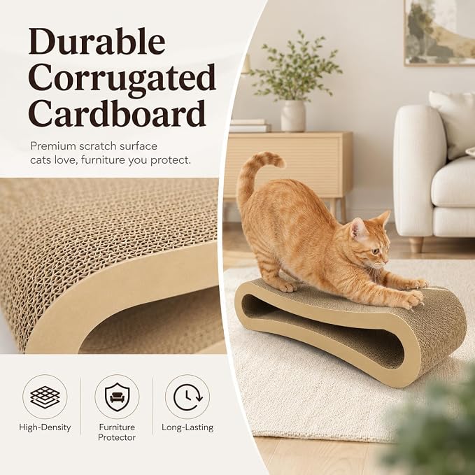 Simple Deluxe 3 in 1 Cat Scratcher Cardboard, Cat Scratching Board Furniture Protector, Cats Scratching Post, Cat Beds for Indoor Cats, Infinity Shape, X-Large - Image 5