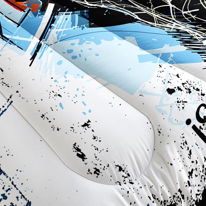 Basketball Comforter Set Ball Sports Cartoon Printed Bedding Set with 1 Comforter and 2 Pillowcases for Boys and Girls Bedroom All Season(Basketball-3 Full) - Image 5