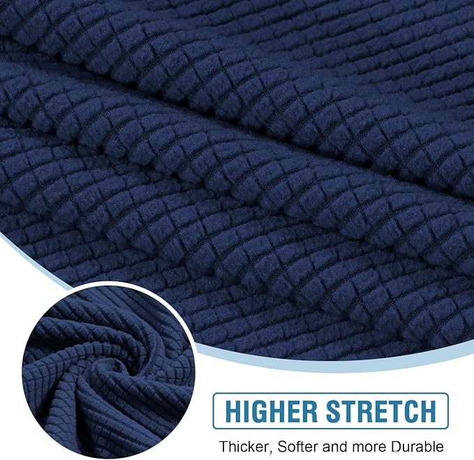 H.VERSAILTEX Backrest Cushion Covers Sectional Couch Back Cushion Covers for Sectional Sofa Set for Both Left/Right Couch (Back Only: 1 Chaise + 3 Sofa, Navy) - Image 4