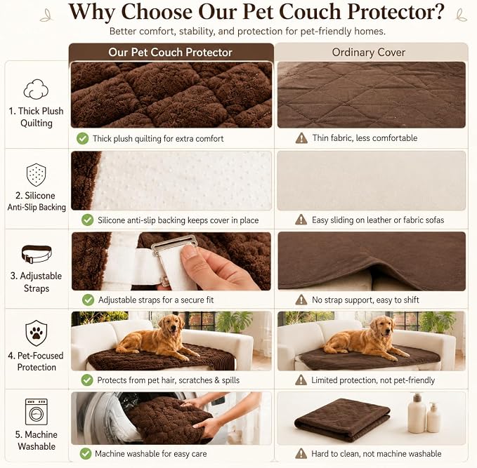 NILUOH Couch Cover for Dogs Washable, Non Slip Furniture Protector for Pet | Suitable for Leather & Fabric Couch, Prevents Pet Hair, Scratches & Stains, Pet Friendly, 27.6"x82.7" - Image 5