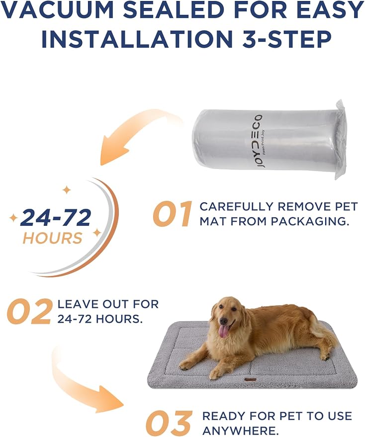 Joydeco Low Profile Dog Crate Mat Reversible Bed Pad, Washable Dog Pad Mat with Ultra Soft Fleece, Compact Design Kennel Beds Mats for Medium Small Pets, 29" x 21" Dark Gray - Image 8