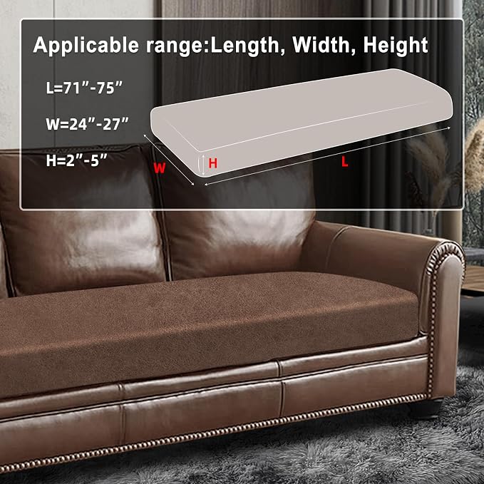 ANARACHON Leather Look Couch Cushion Covers Sofa Seat Slipcovers Sets Couches Furniture Protector for Sectional Armchair Loveseat Pets Kids Stretch Spandex Fabric (1 Cushion Sofa, Brown) - Image 3