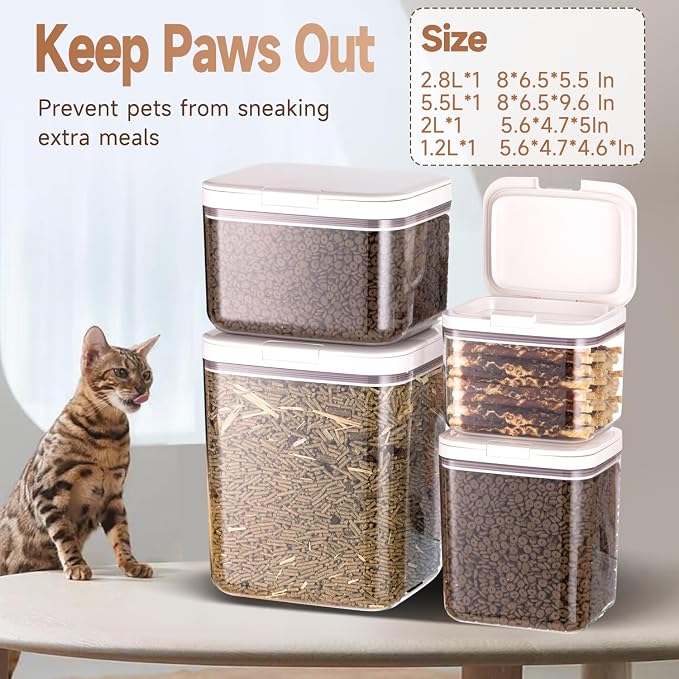 LivLab Mker Dog Food Storage Container 25 lbs Airtight Pet Food Container with Measuring Cup, BPA Free, Rice & Flour Storage Container for Dog Treats and Cat Food, White - Image 2