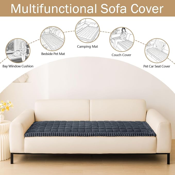 hyha Couch Cover for Dogs, Washable Non Slip Plush Flannel Sofa Protector | Thick Flannel, Silicone Anti-Slip Backing, Pet Hair & Scratch Protection, Fits Sofa & Loveseat (27.6" x 59") - Image 3