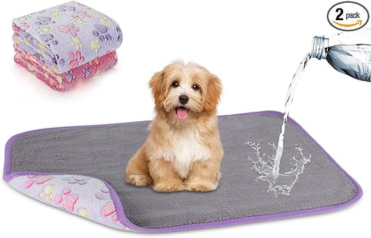 YUEPET 2 Pack Waterproof Dog Blanket, Washable Puppy Blanket for Small Dogs | Bed Couch Sofa Protector, Waterproof Inner Layer, Soft Fleece Flannel, 23 x 16 in, Machine Washable, Small Dogs and Cats by YUEPET