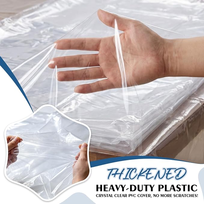 TAOCOCO Plastic Couch Cover 96" W Heavy Duty Clear 3 Seat Sofa Covers, Thick Vinyl Plastic Cover for Protection Against Cat & Dog Clawing, Waterproof & Dustproof Sofa Protector for Storage and Moving - Image 3