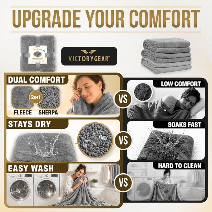 Waterproof Blanket Sherpa Fleece King Size 80” x 80” – Leakproof Blanket for Pets, Dogs & Cats, Bed & Couch Protector Throw, Soft No-Crinkle Washable Cover for Furniture Protection & Use - Image 5