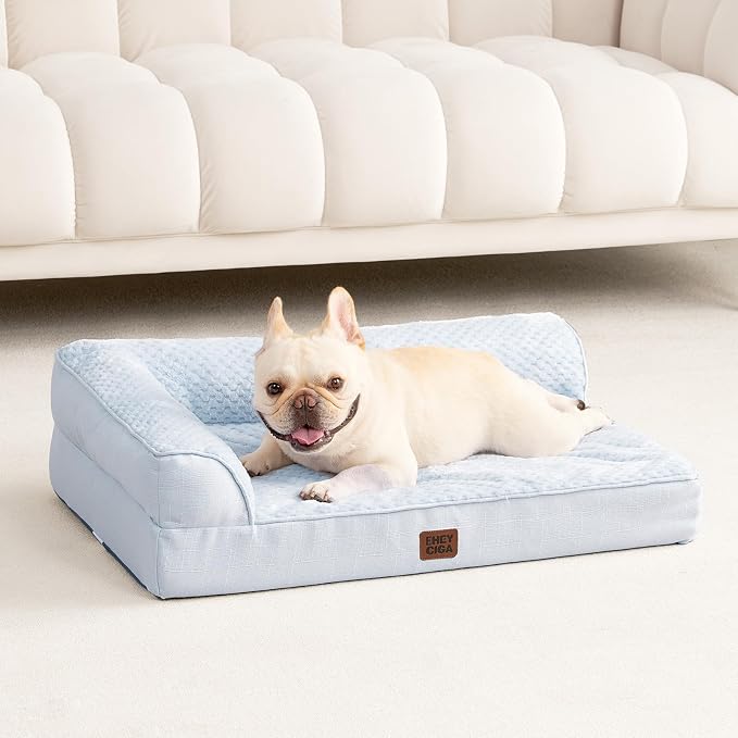 EHEYCIGA Orthopedic Dog Bed Medium Size Dogs, Memory Foam Dog Bed with Washable Removable Cover, Waterproof Pet Sofa Couch for Crate with Nonskid Bottom, 30x20x6, Washblue - Image 9
