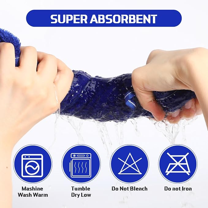 Mixweer 24 Piece Microfiber Absorbent Towel Set: 2 Oversized Bath Sheets, 4 Bath Towels, 6 Hand, 8 Washcloths, 4 Fingertip for Bathroom Spa Gym Camping Beach (Navy Blue) - Image 4