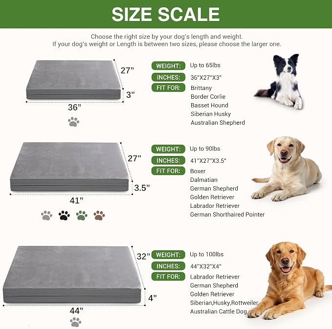 Waterproof Large Dog Bed, Washable Outdoor XL Pet Foam Pad 44x32 Anti-Slip | Extra Large Orthopedic Pet Bed, Durable Removable Cover, Reversible Faux Leather & Flannel, Dog Sleeping Mats,Gray - Image 8