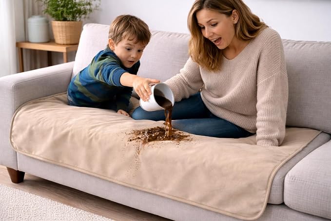 The Original Good-Time Brown/Beige Waterproof Blanket Jumbo 80x60 | 100% Leakproof for Messy Moments, Pets and Spills, Machine Wash & Dry - Image 3