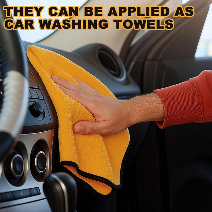 Tallew 80 Pcs Yellow Microfiber Towels: 16"x16" Microfiber Drying Towels Bulk Micro Fiber Car Cleaning Cloth for Cars Drying Washing Polishing Cleaning Household Supplies - Image 5