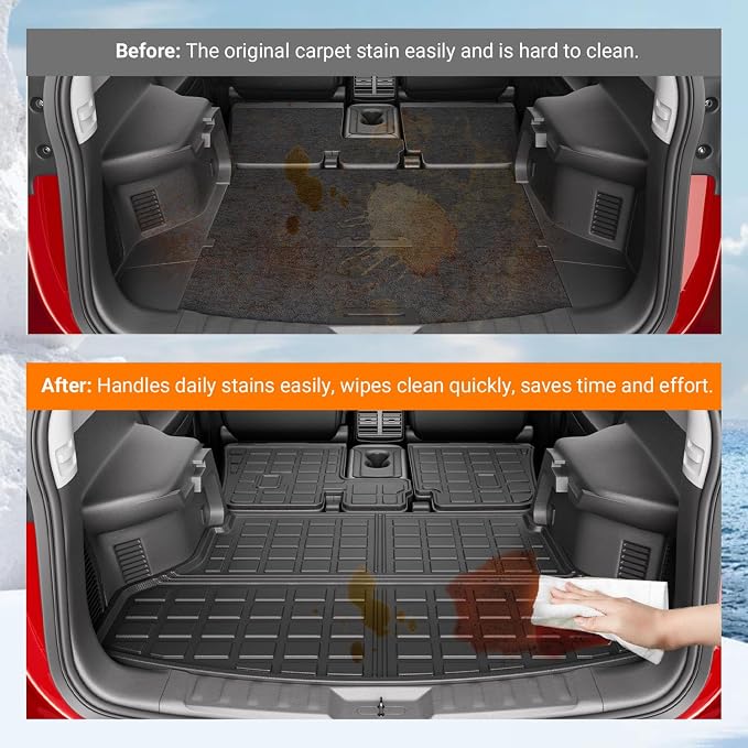 powoq Cargo Mat Compatible with 2014-2020 Nissan Rogue SV S SL Trunk Mat Back Seat Protector Cargo Liner TPE Replacement for 2014-2020 Nissan Rogue Accessories (Trunk Mat+Backrest Mats) - Image 3