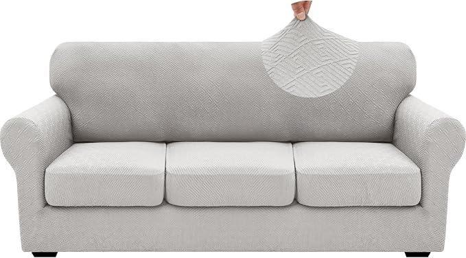 XINEAGE 2026 New 4 Pieces Couch Covers for 3 Cushion Couch Super Stretch Thick Soft Sofa Cover Anti Slip Sofa Slipcover Dogs Cats Furniture Protector (Silver Grey, 71"-91") - Image 9