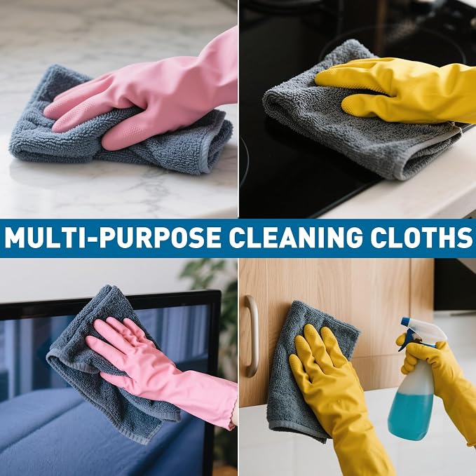 Gray Microfiber Cleaning Cloths Bulk Pack-400 Pack, Microfiber Towels Bulk | Towels for Cars, Cleaning Rags, Gray (12x12 inches) - Image 5