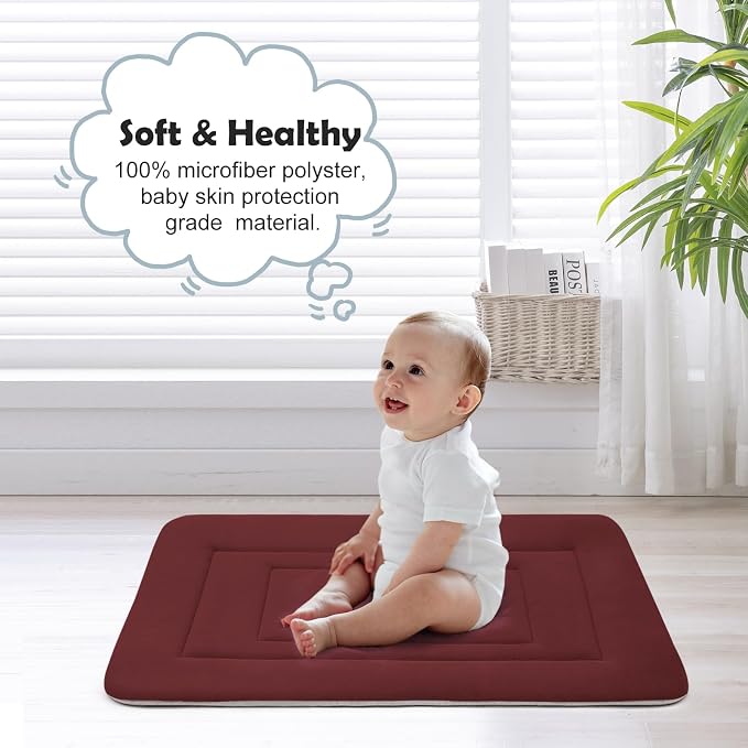 Dog Bed Soft Dog Crate Bed Pad Mat, 42 in Non Slip Bottom Washable Beds for Large Dogs, Pet Bed Mattress Kennel Pad, Dark Red - Image 4
