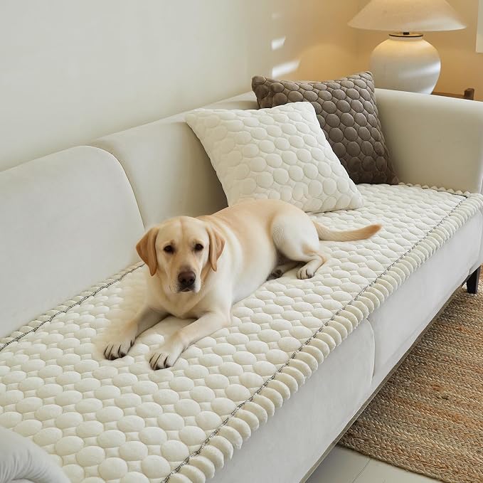 Circular Grid Couch Cover for Dogs Washable - Non Slip Thick Soft Pet Sofa Protector for 3 Cushion Couch Large Silicone Particles Furniture Mat for Cats Sectional Slipcovers by Unknown