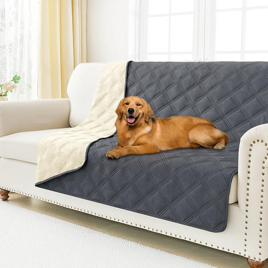 Smiry Waterproof Dog Bed Cover, Reversible Pet Blanket for Sofa Couch | Soft Washable Dog Blanket, Leakproof Couch Cover for Dogs Cats & Furniture Protection, 52x82, Dark Grey/Beige by Smiry