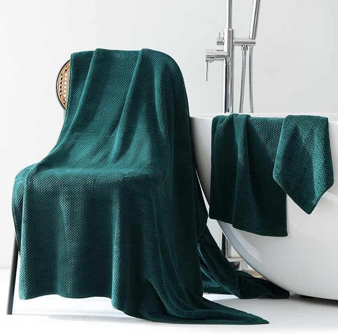 30x60 Inches Extra Large Bath Towels Set Super Soft Absorbent Luxury Microfiber Towels for Bathroom (Dark Green, 6PCS) - Image 2