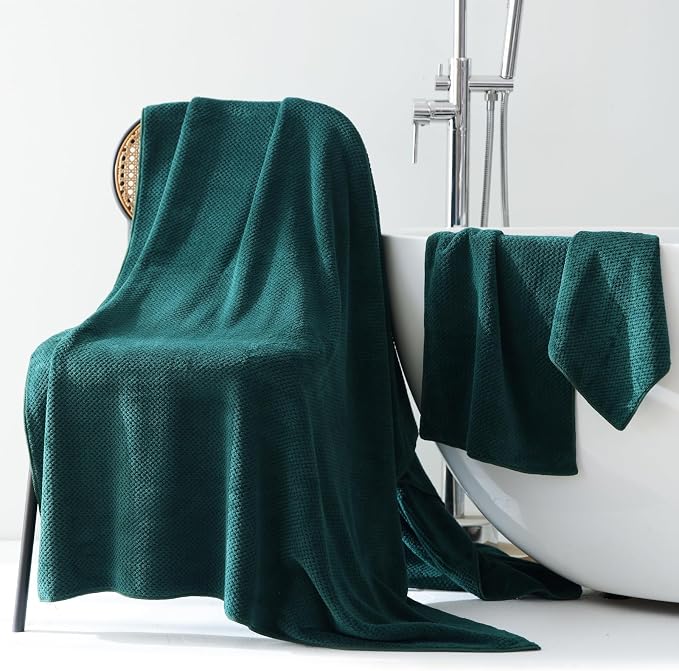 40x80 Inches Bath Sheets Towels for Adults Oversized Bath Towels Extra Large Luxury Super Soft Absorbent Quick Dry Microfiber (Dark Green,2PCS) - Image 2