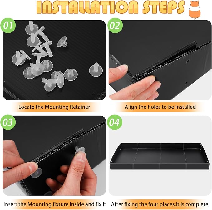 Wenqik 2 Pcs Guinea Pig Cage Liner Corrugated Plastic Cage Liner Base 2 x 4 Panel Size Guinea Pig Cage Bottom for Small Animals Hedgehogs Rabbits Cages Tray, 55 x 27 Inch(Black) - Image 4
