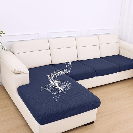 hyha Waterproof Couch Cushion Covers for Pets, Non Slip Sofa Seat Cover | Stretch Jacquard Fabric, Elastic Bottom, Non Slip Fit, Waterproof Protection, Pet Hair Protection (1 Chaise+3 Seater) by hyha