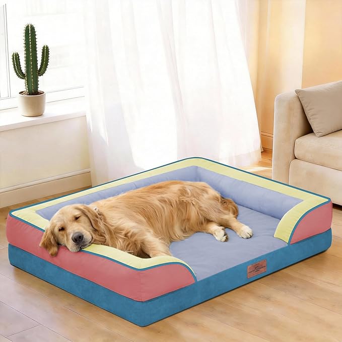 Comfort Expression Orthopedic Dog Bed for Extra Large Dogs with Bolster | Waterproof Dog Couch Bed with Washable Cover & Non-Slip Bottom, Supportive Egg Crate Foam XL Pet Bed, 45x35 Inch - Image 2